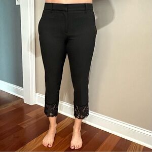 Ann Taylor NWOT Black Crop Pants With Lace Bottom  Size 6P
